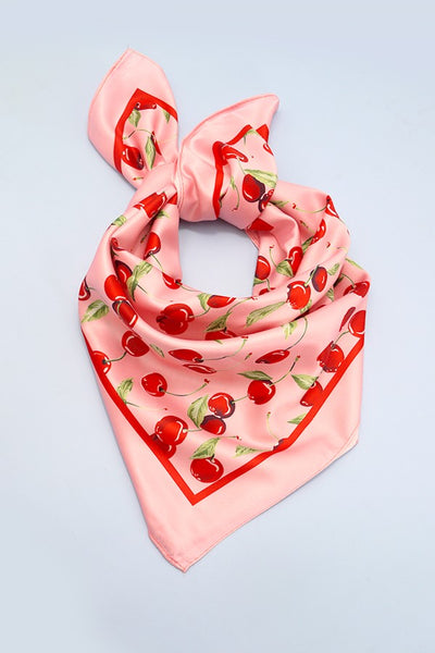 CHERRY PRINT SILKY FEEL BANDANA SCARF | 40SC626