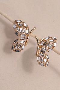 BUTTERFLY BAGUETTE RHINESTONE EARRINGS | 80E3746