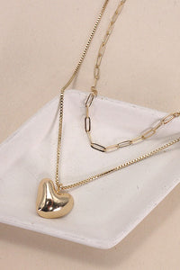 HEART PENDANT DOUBLE CHAIN NECKLACE | 80N803