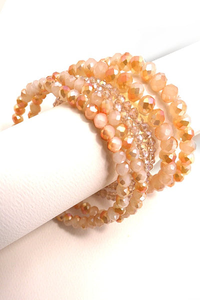 GLASS CRYSTAL BEADED 7 SET STRETCH BRACELET | 40B113