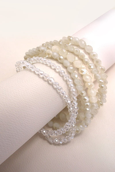 GLASS CRYSTAL BEADED 7 SET STRETCH BRACELET | 40B113