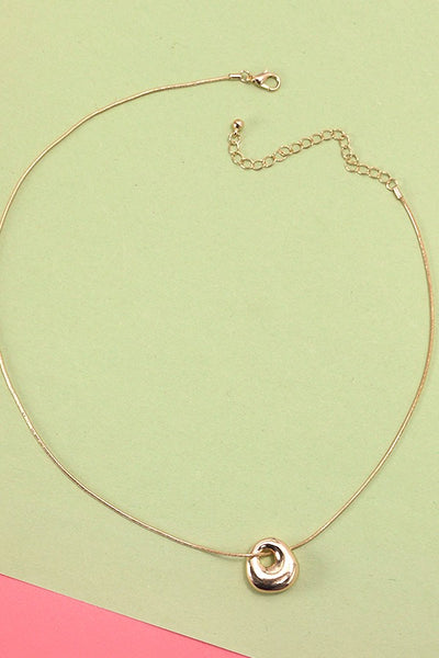 BUBBLE CIRCLE PENDANT SNAKE CHAIN NACKLACE | 80N819