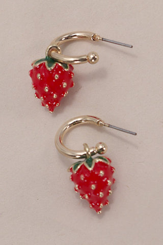 STRAWBERRY EPOXY  MINI HOOP EARRINGS | 80E3790