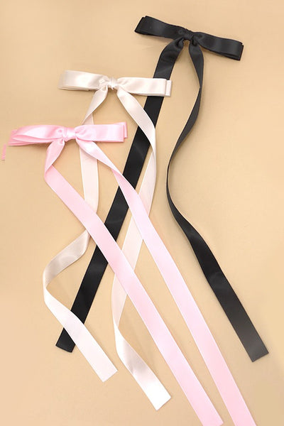 LENGTHIEST LONG DRAWN OUT SATIN BOW HAIR CLIPS | 40H808