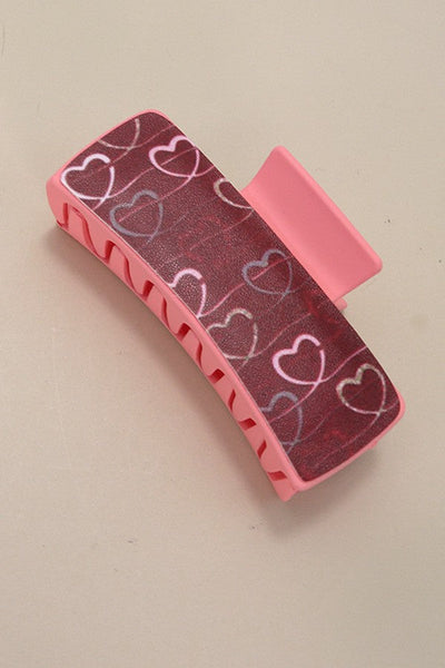 VALENTINE'S GIFT RECTANGLE HEART HAIR CLAW CLIPS | 40H812