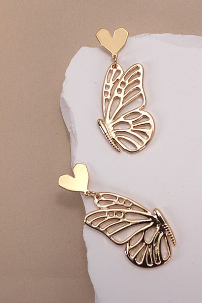 HEART BUTTERFLY SYMMETRIC EARRINGS | 80E3869