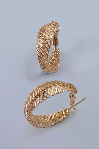 INTERWINED WIRE TEXTURE HOOP EARRIGNS | 80E3879