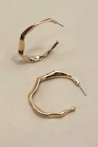 HAMMERED HIGH POLISHED HOOP EARRINGS | 80E3851