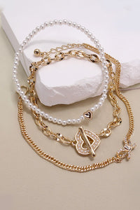 BOW HAERT PEARL 3ROW BRACELET SET | 80B217