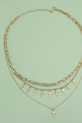 CROSS CHARM MULTI LAYER NECKLACE | 80N825