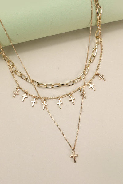 CROSS CHARM MULTI LAYER NECKLACE | 80N825