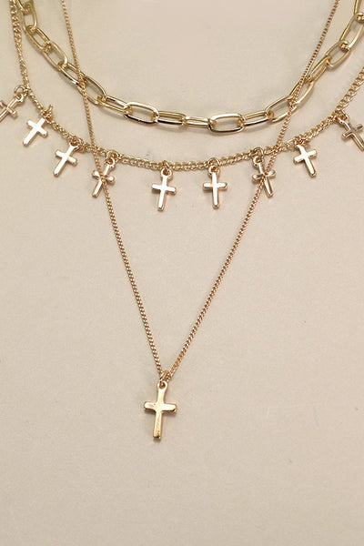 CROSS CHARM MULTI LAYER NECKLACE | 80N825