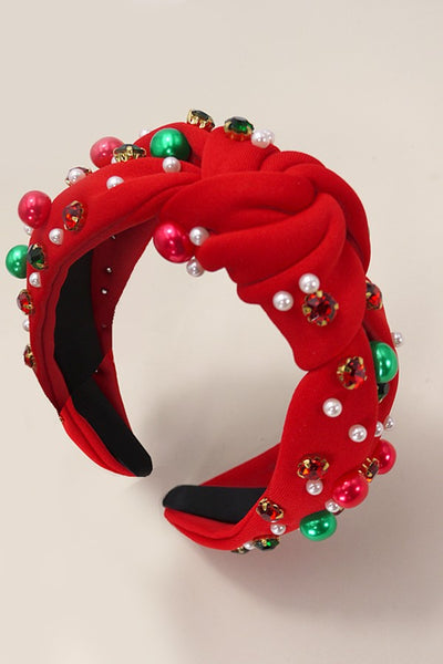 CHRISTMAS JINGLE BELL SEED BEAD HAIR BAND HEADBAND | 40HB156