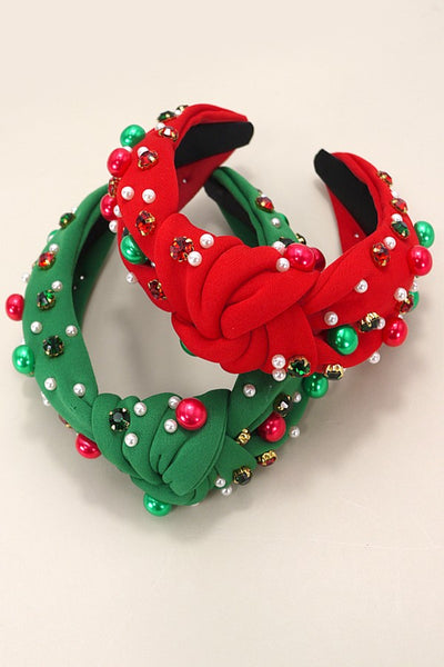 CHRISTMAS JINGLE BELL SEED BEAD HAIR BAND HEADBAND | 40HB156