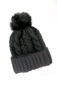 CLASSIC CABLE KNOT POM POM BEANIES HAT | 40BN912