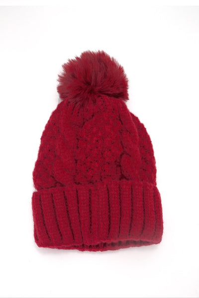 CLASSIC CABLE KNOT POM POM BEANIES HAT | 40BN912