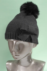 SOFT BOW POM POM BEANIE HAT | 40BN914