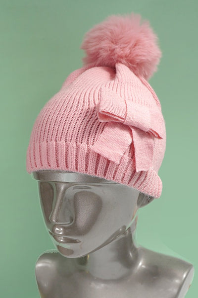 SOFT BOW POM POM BEANIE HAT | 40BN914