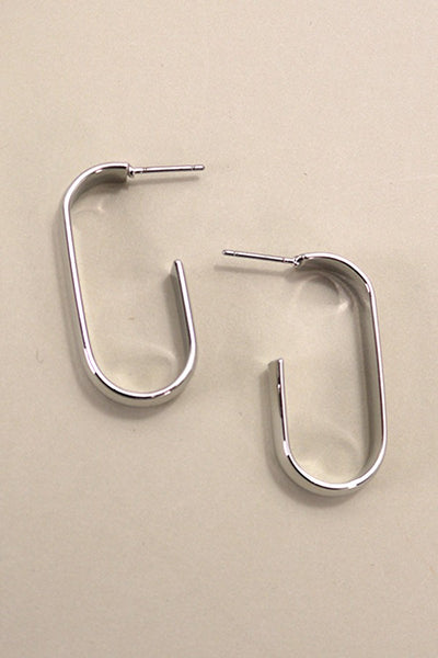 CLASSIC U SHAPE OVAL HUGGIE HOOP EARRINGS | 80E3885