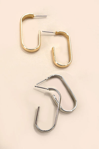 CLASSIC U SHAPE OVAL HUGGIE HOOP EARRINGS | 80E3885