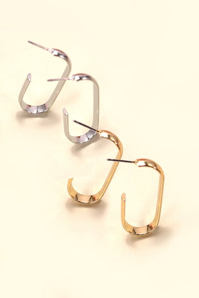 CLASSIC U SHAPE OVAL HUGGIE HOOP EARRINGS | 80E3885