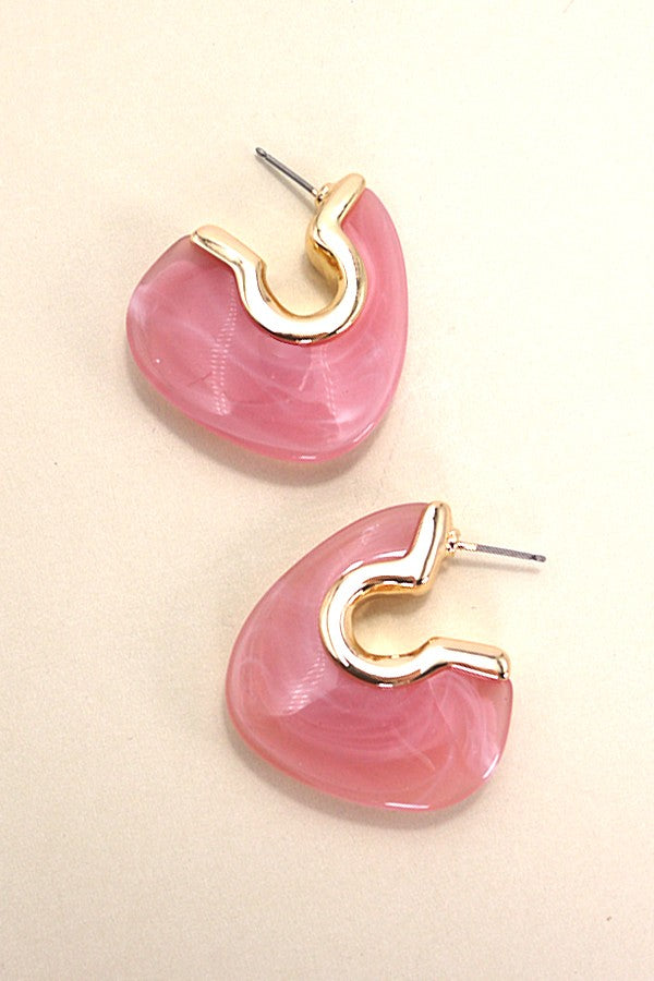 IRREGULAR MARBLEIZED ACRYLIC HOOP EARRINGS | 80E5010