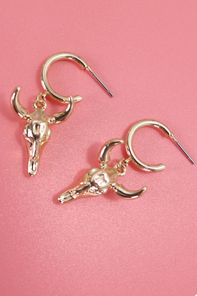 WESTERN BULL DROP HUGGIE HOOP EARRINGS | 80E3979