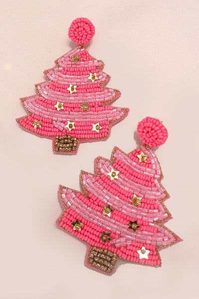 CHRISTMAS TREE HOLIDAY SEEDBEAD EARRINGS | 91E085120