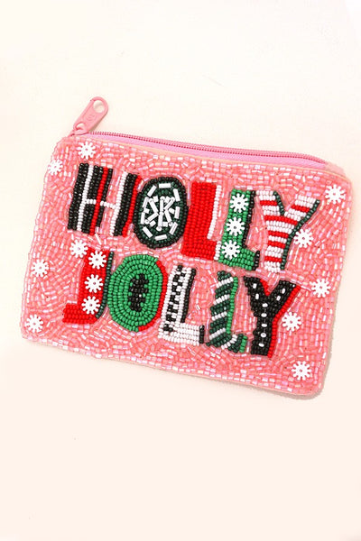 CHRISTMAS HOLIDAY SEED BEAD POUCH COIN PURSE | 91P760