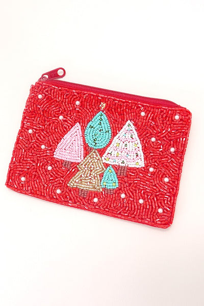 CHRISTMAS HOLIDAY SEED BEAD POUCH COIN PURSE | 91P760