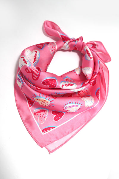 VALENTINE MULTI HEART SILKY FEEL BANDANA SCARF | 40SC630