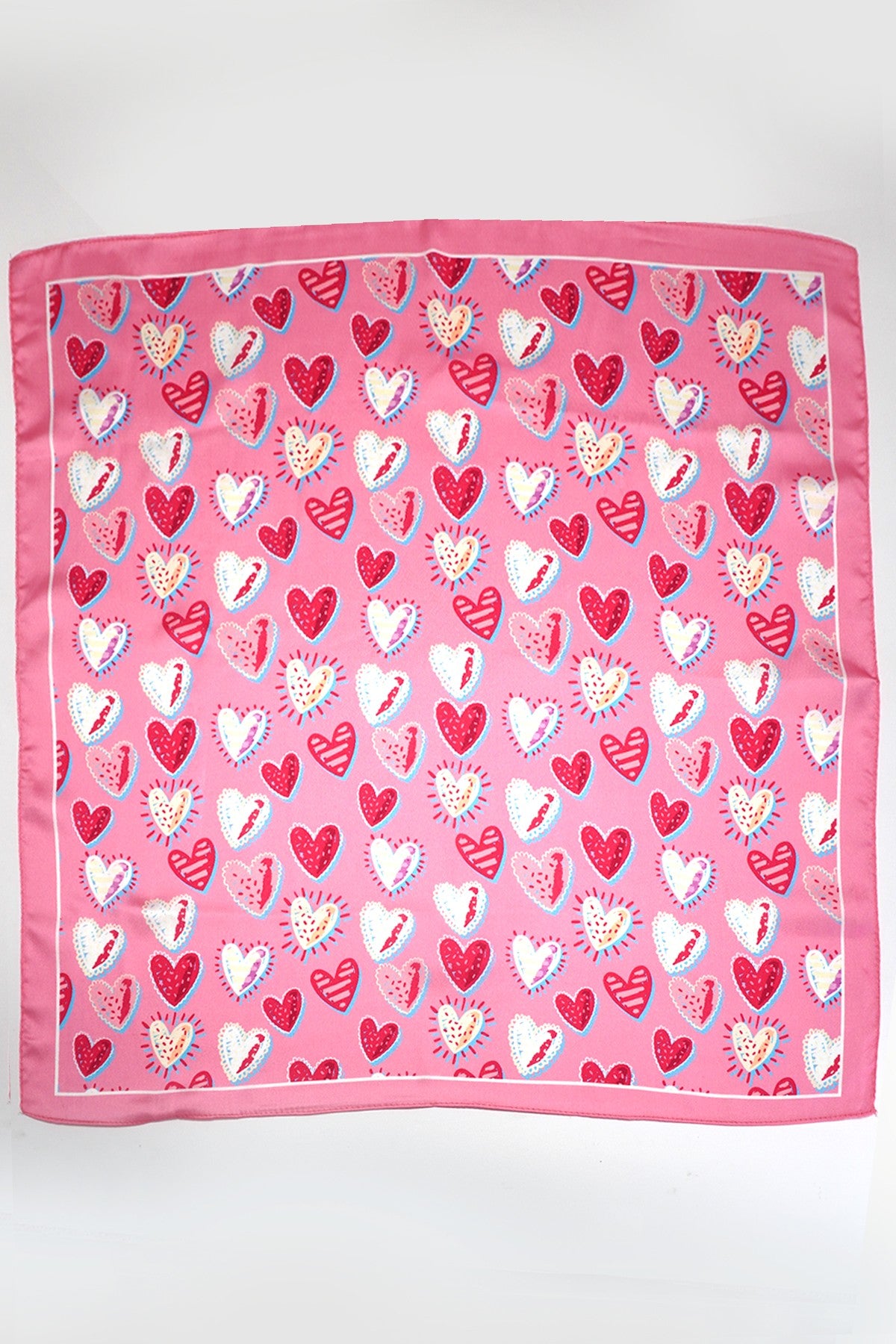 VALENTINE MULTI HEART SILKY FEEL BANDANA SCARF | 40SC630