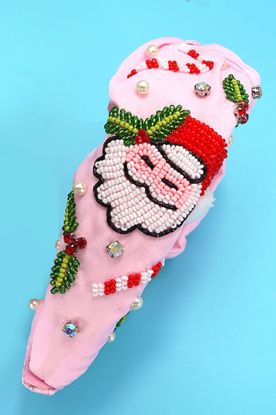 SANTA CLAUS CHRISTMAS HOLIDAY SEED BEAD HEADBAND | 91H5241