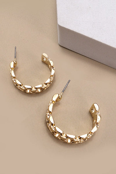 CLASSIC CHAIN CUTOUT HOOP EARRINGS | 31E24807