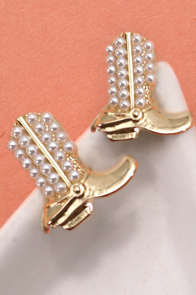 WESTERN BOOT PEARL STUD EARRINGS | 31E24655