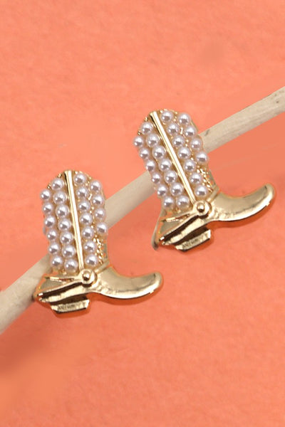 WESTERN BOOT PEARL STUD EARRINGS | 31E24655