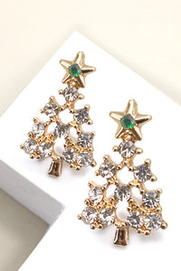 RHINESTONE CHRISTMAS TREE STUD EARRINGS | 31E24684