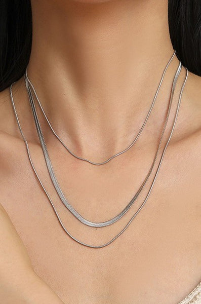 TITANIUM  STEEL NON-TARNISH LAYERED CHAIN NECKLACE | 40NK328