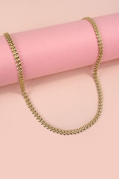 TITANIUM  STEEL NON-TARNISH LEAF CHAIN NECKLACE | 40NK329