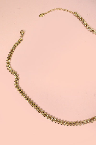 TITANIUM  STEEL NON-TARNISH LEAF CHAIN NECKLACE | 40NK329