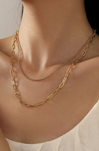 TITANIUM  STEEL NON-TARNISH LAYERED CHAIN NECKLACE | 40NK331