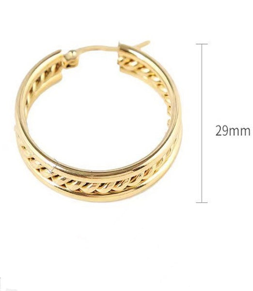 18K STAINLESS STEEL WATERPROOF TARNISH FREE HOOPS | 40E318