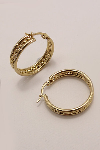 18K STAINLESS STEEL WATERPROOF TARNISH FREE HOOPS | 40E318