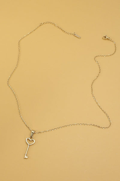 STAINLESS STEEL TARNISH FREE GOLD KEY NECKLACE | 40NK335