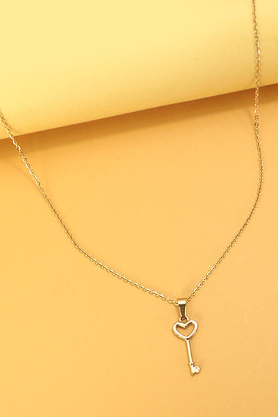 STAINLESS STEEL TARNISH FREE GOLD KEY NECKLACE | 40NK335