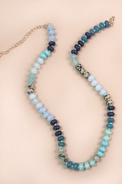 NATURAL AGATE GLASS SEMI PRECIOUS BEAD NECKLACE | 80N896