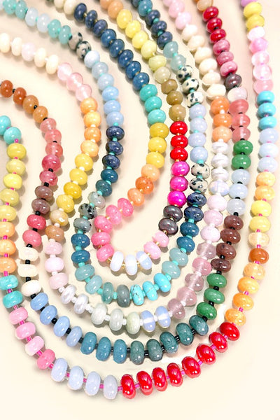 NATURAL AGATE GLASS SEMI PRECIOUS BEAD NECKLACE | 80N896