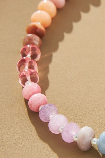 NATURAL AGATE GLASS SEMI PRECIOUS BEAD NECKLACE | 80N896