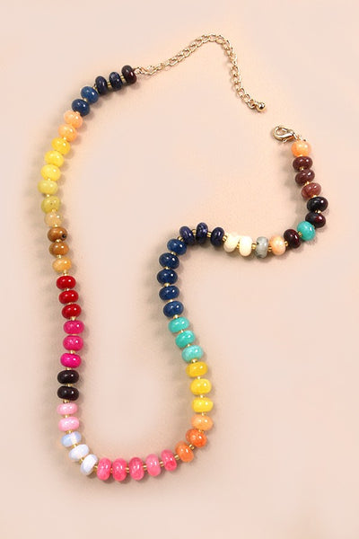 NATURAL AGATE GLASS SEMI PRECIOUS BEAD NECKLACE | 80N896