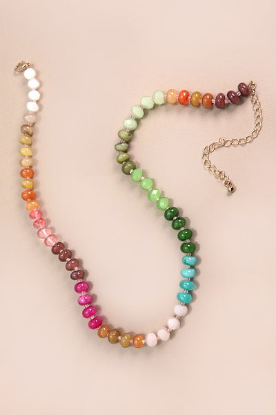 NATURAL AGATE GLASS SEMI PRECIOUS BEAD NECKLACE | 80N896